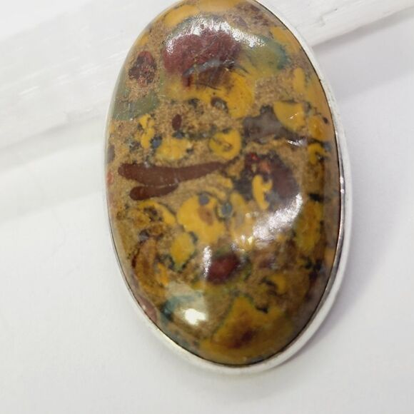Fruit Jasper 925 Silver Plated Handmade Pendant 1.8" - Picture 2 of 2